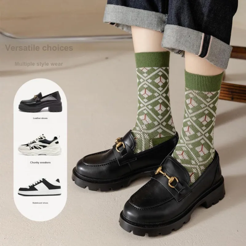 Caramella Mid Calf Socks Unisex 5 Pack Color Block-23