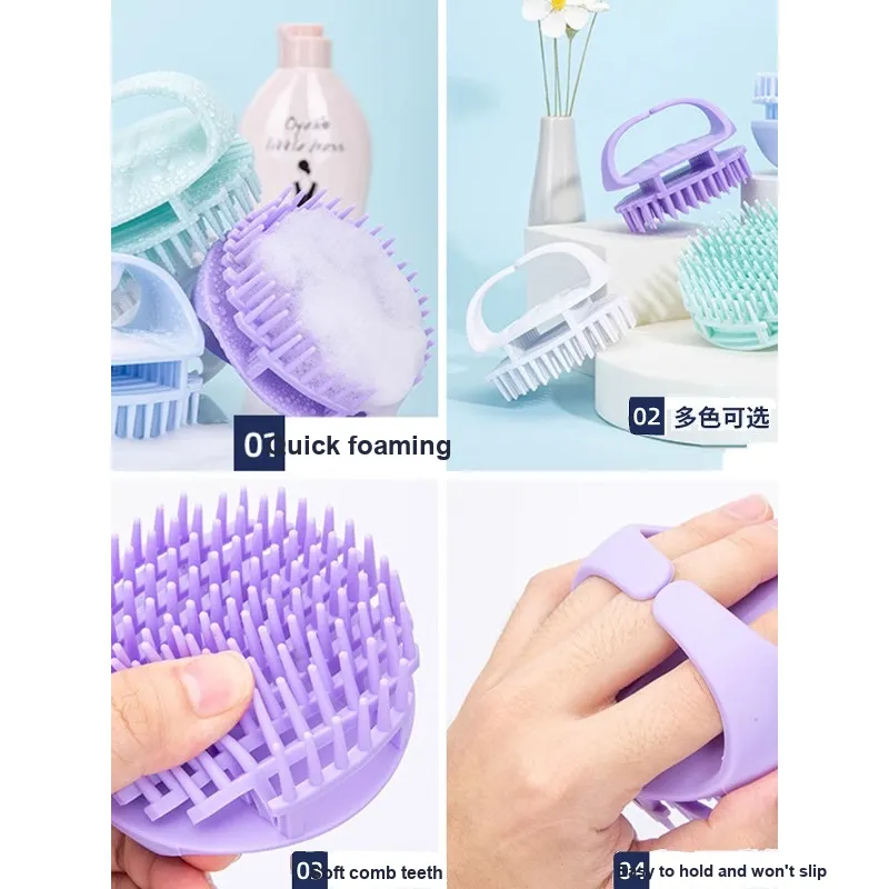 ZHENZI Hair Brush And Shampooing Tool Silicone Comb Massage Cleansing Scalp Itch Relief-16