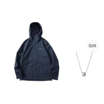 Jack Wolfskin Waterproof And Windproof Windbreaker Jacket Men's Dark Sapphire With Free Necklace