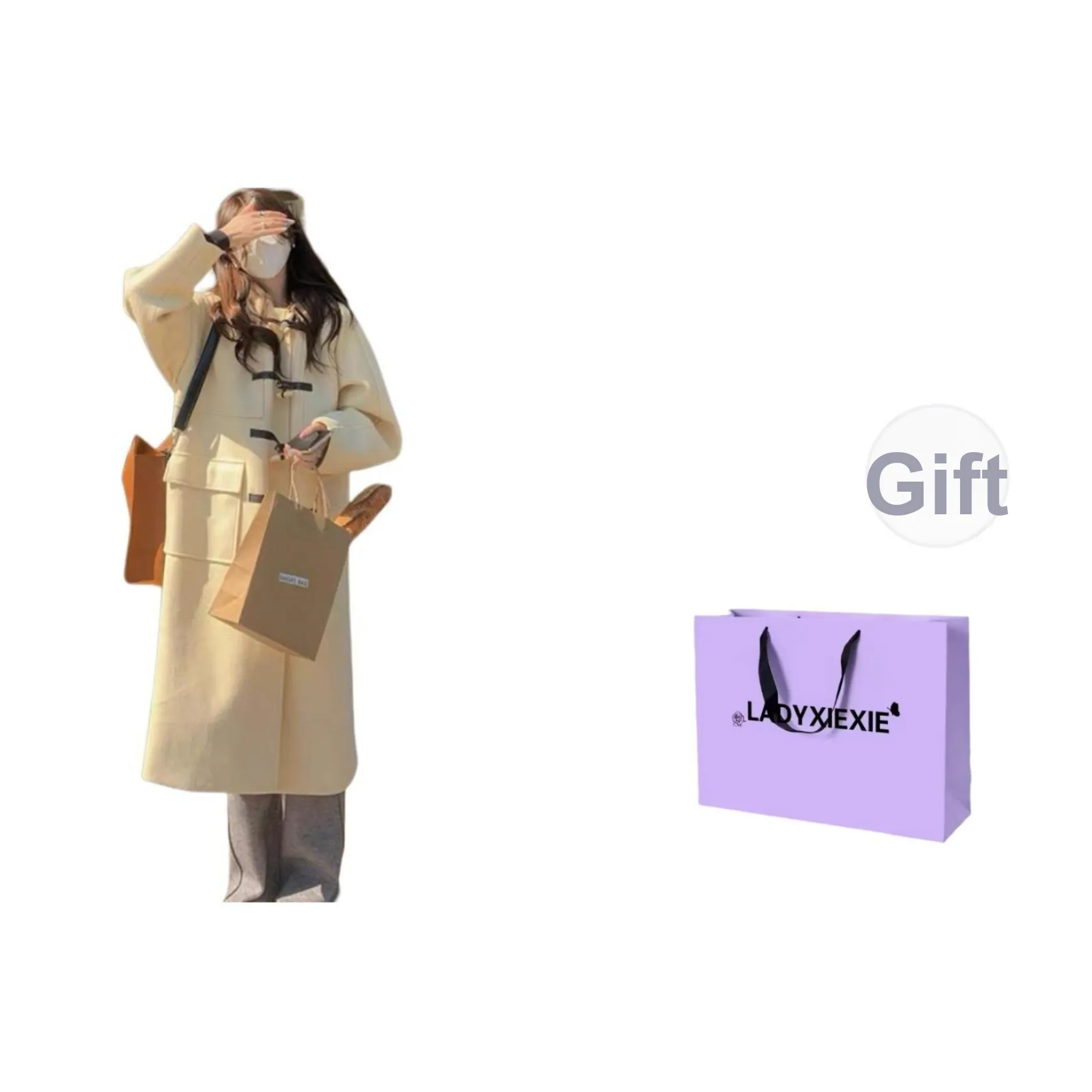 LADYXIEXIE Абрикос Женское Пальто