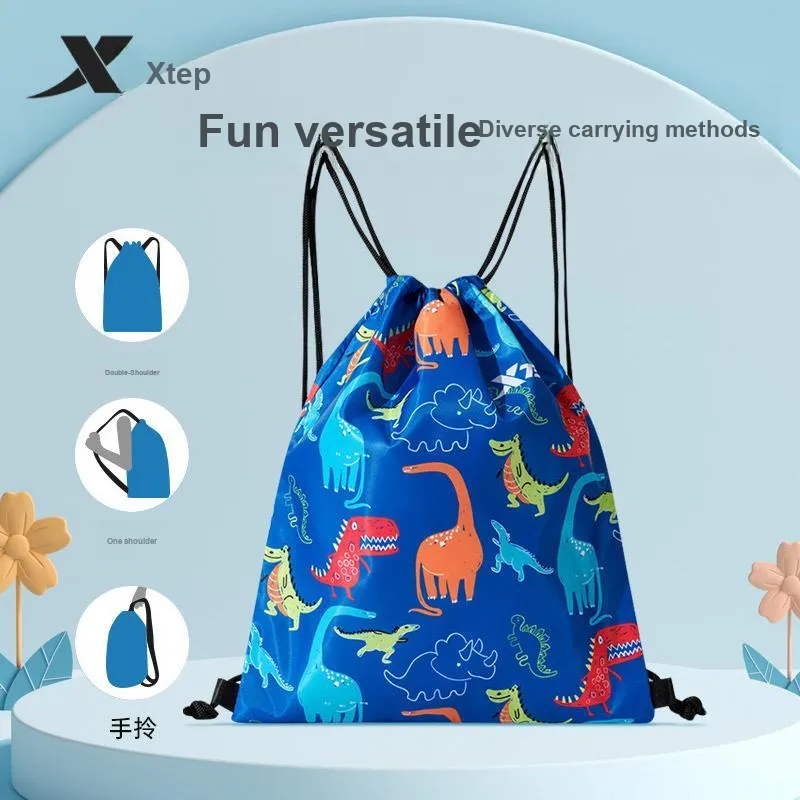 XTEP Cartoon Wet/Dry Separation Swimsuit Storage Drawstring Bag With Pocket Kids'-5