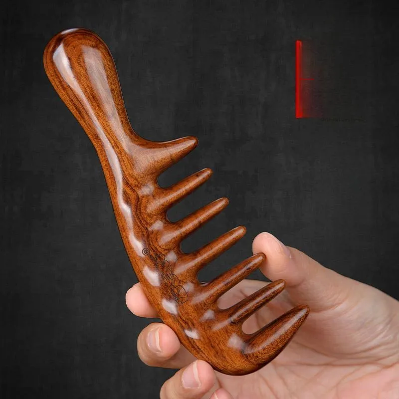 XIXIZI Natural Sandalwood Small Q Meridian Massage Comb Cute Portable Massage For Comfort-5
