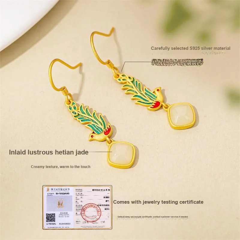 Encounter Gift Hetian Jade Earrings Pale Greenish White Jade Women's-3