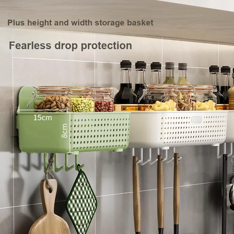 JINGLINGLONG Hole Free Storage Rack For Snacks Cosmetics And Multifunctional Bedside Wall Mounted Basket-2