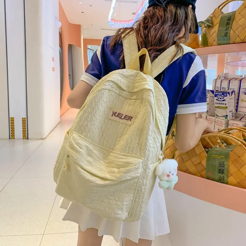 OUZIHUANG Nylon Backpack Large Size Unisex Black/White/Yellow/Green/Pink/Blue-6