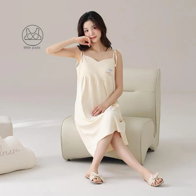 FENTENGCARE Nightgown Women's Apricot-4