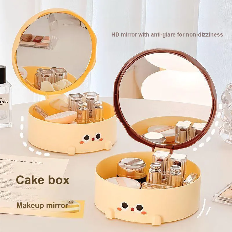 Future Maple Milk Cute Cake Make Up Mirrors Multifunction Mirror Finish Storage Box-2