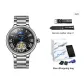 Silver Case Black Dial Steel Band[Includes Genuine Leather Strap]