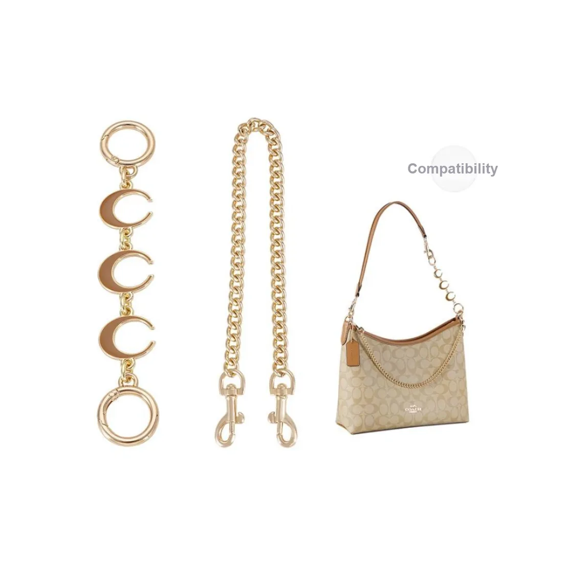 GUYI Multiple Metal Chains Liner, Chain Bag Merchandise Women's Gold Tone