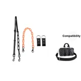 [Set of 3]Black Shoulder Strap+Orange 35cm Decorative Chain+Abrasion-Resistant Buckle