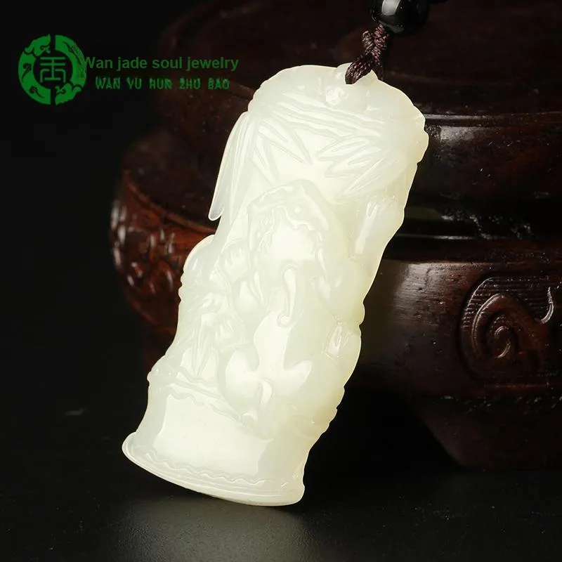 WANYUHUN Hetian Jade Pendants White Jade Unisex-2