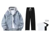 Clothing Set (Blue Denim Top+Black Pants) (Includes Short-Sleeved Shirt)