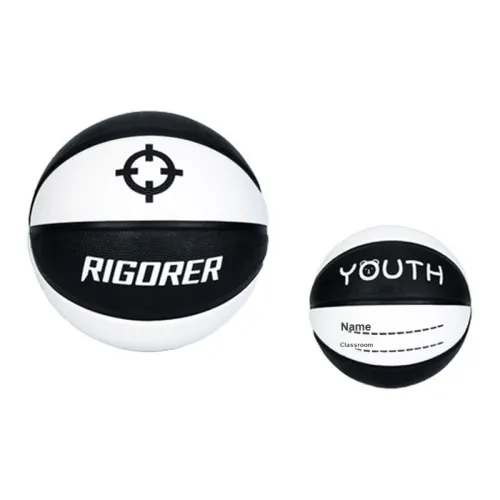 RIGORER Rubber Basketball Black White Size 3/4 Size/5 Size Training Kids'
