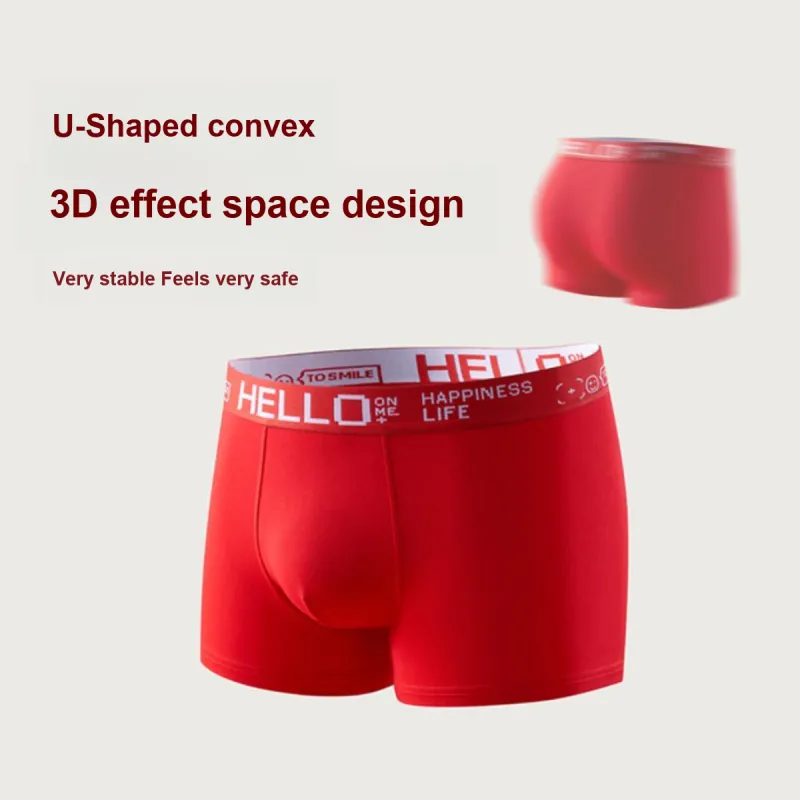 Qiao Ni Tong Underpants Men's 3 Pack Red-2