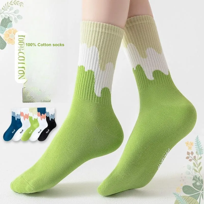 LUOLIAN Mid Calf Socks Women's 5 Pack-3