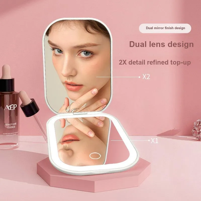 Future Maple With LED Light Make Up Mirrors Tricolor Light HD Refill-4