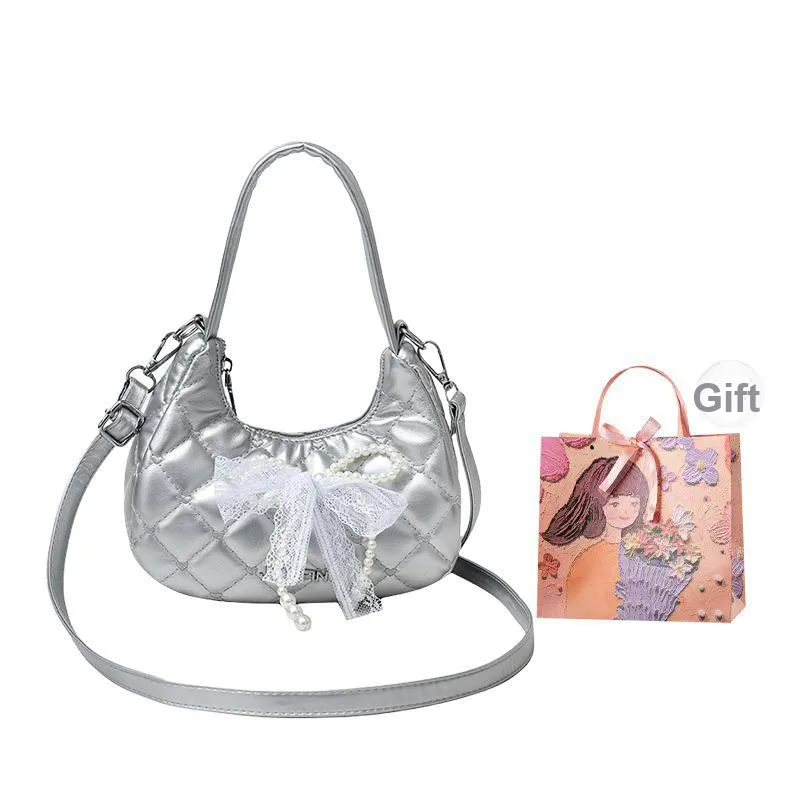 PARK DANCE PU Crossbody One Shoulder Handbag Women's Pink/Black/Ecru/Silver