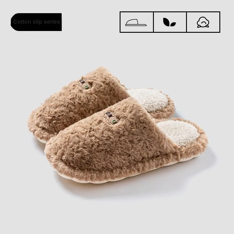 Yu Pu Cotton Slippers For Fall And Winter Indoor Home Use, Slip Resistant, Soft Sole, Warm Plush, Couple Cotton Slipper-7