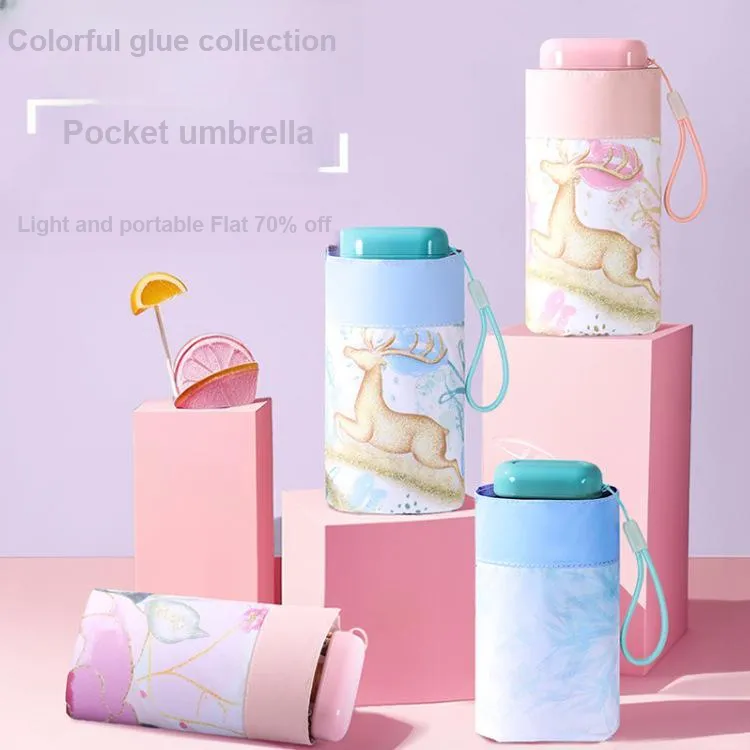 Lancitu Sunny And Rainy Dual Use Foldable Sun Umbrella With Sun Protection Extra Mini Colored Rubber Umbrella-1