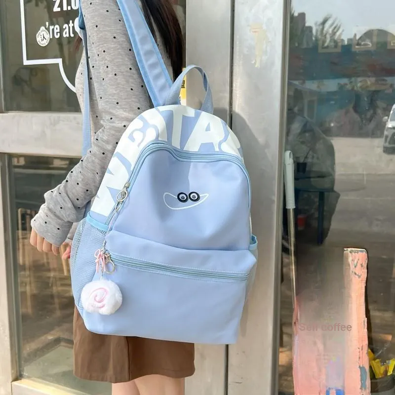KAKAXI Composite Cloth Backpack Unisex Black/White/Pink/Blue/Purple-12