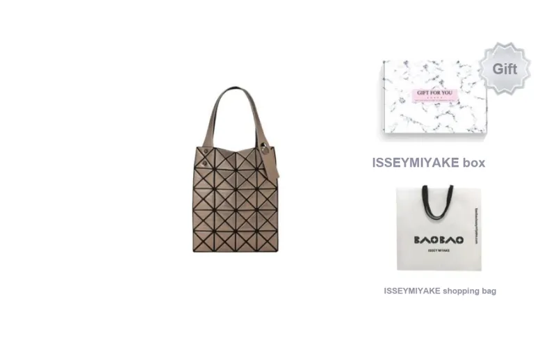 ISSEY MIYAKE Platinum Polyurethane Tote Bag Shopping Bag Handbag Regular Women's Brown-4