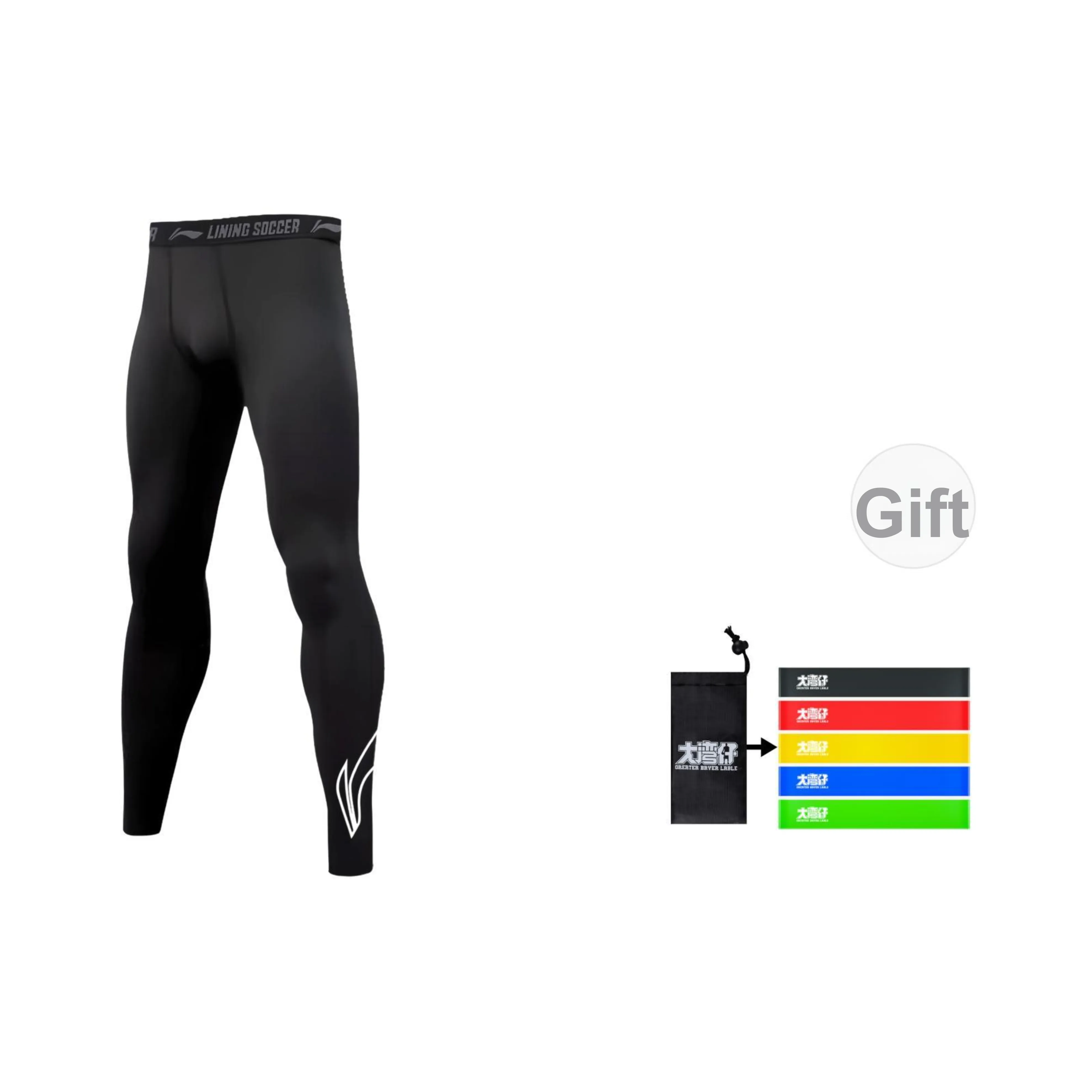 Подкладка LARGE LOGO Черный флис с подкладкой [Включает 5 резиновых лент] Спортивные брюки для мужчин