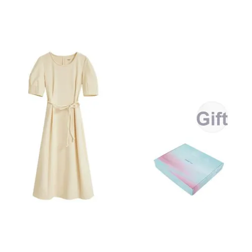 Inman Короткий рукав Платье Женское Набор в подарочной коробке Светло-желтый