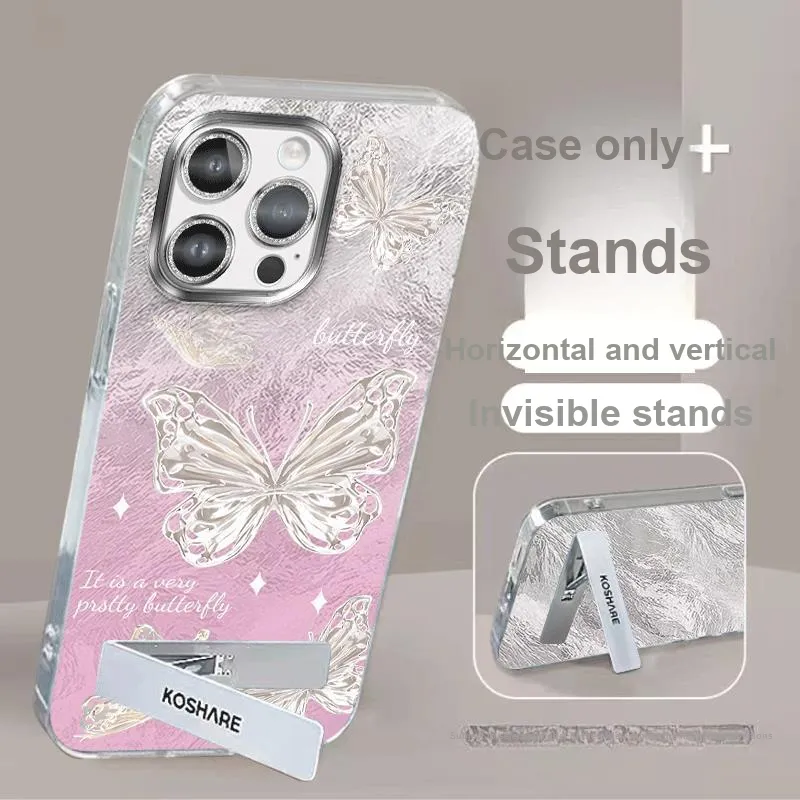 XUANCAISHI Pink Butterfly Phone Cases Compatibility With Apple 16/16e/15/14/13/12 Models.-5