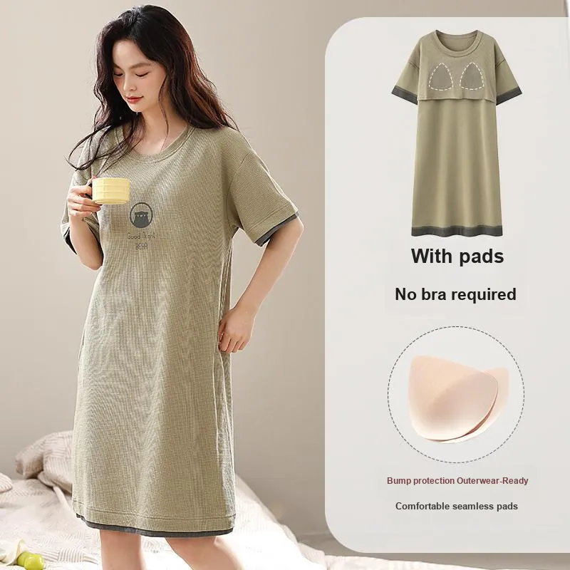FENTENGCARE Nightgown Women's Olive-1