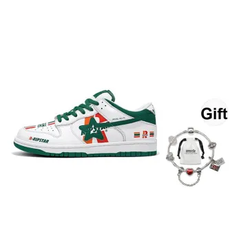 RIPSTAR SKBD SC Anti Slip Wear Resistant Low Top Skateboard Shoes Unisex White Green