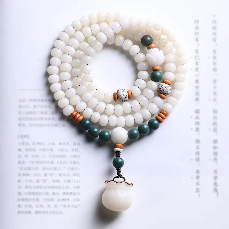 HANCANG White Jade Bodhi Bead Chain Unisex-2