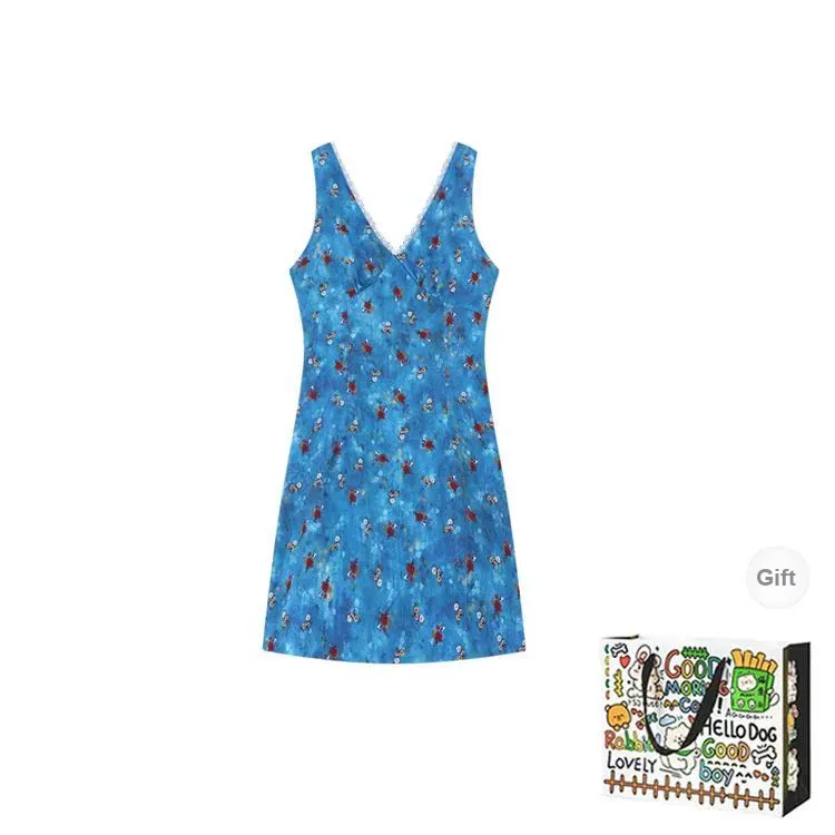 BVODE Sleeveless Dresses Women's Blue Shopping Bag Included-1