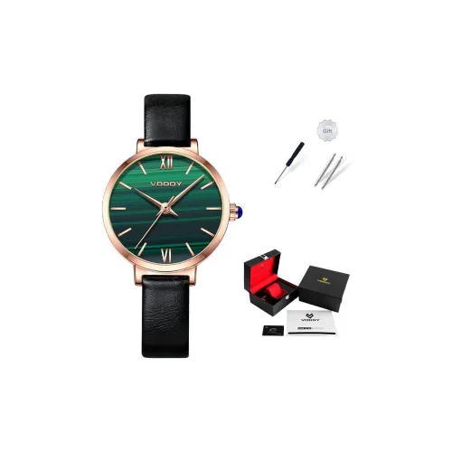 VODOY Винтаж Маленький Циферблат Женские Часы Кварцевый Механизм Естественная Кожа Ремешок Часы Женские Зеленый Циферблат