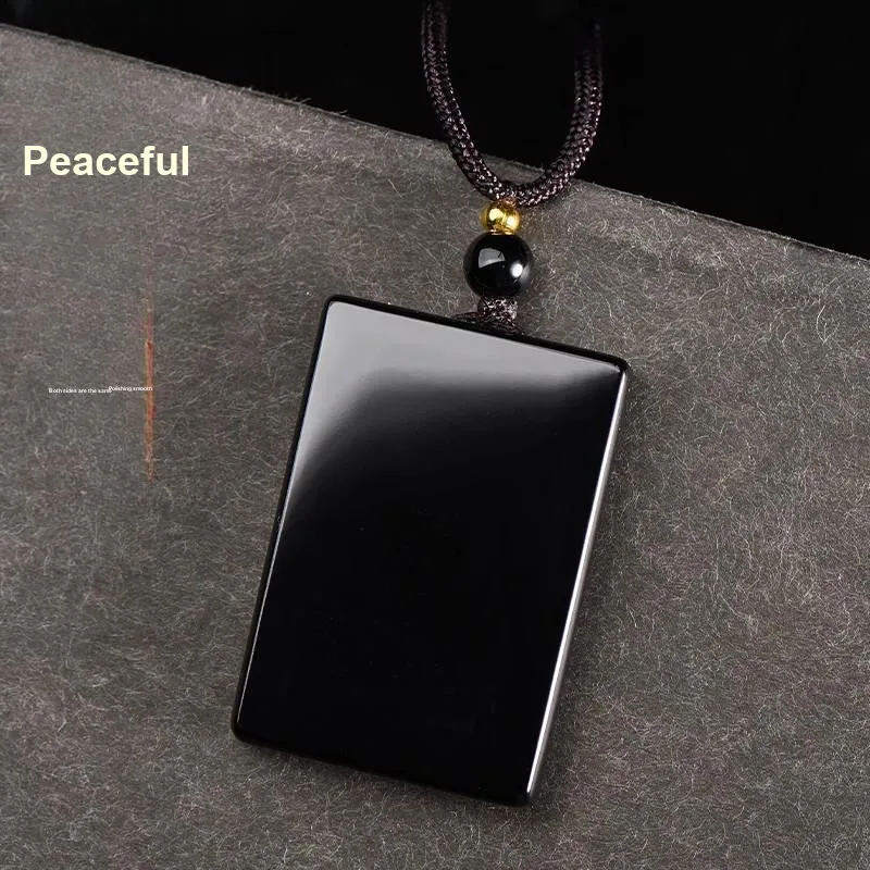 ZHIZUO Natural Obsidian Necklaces Unisex-3