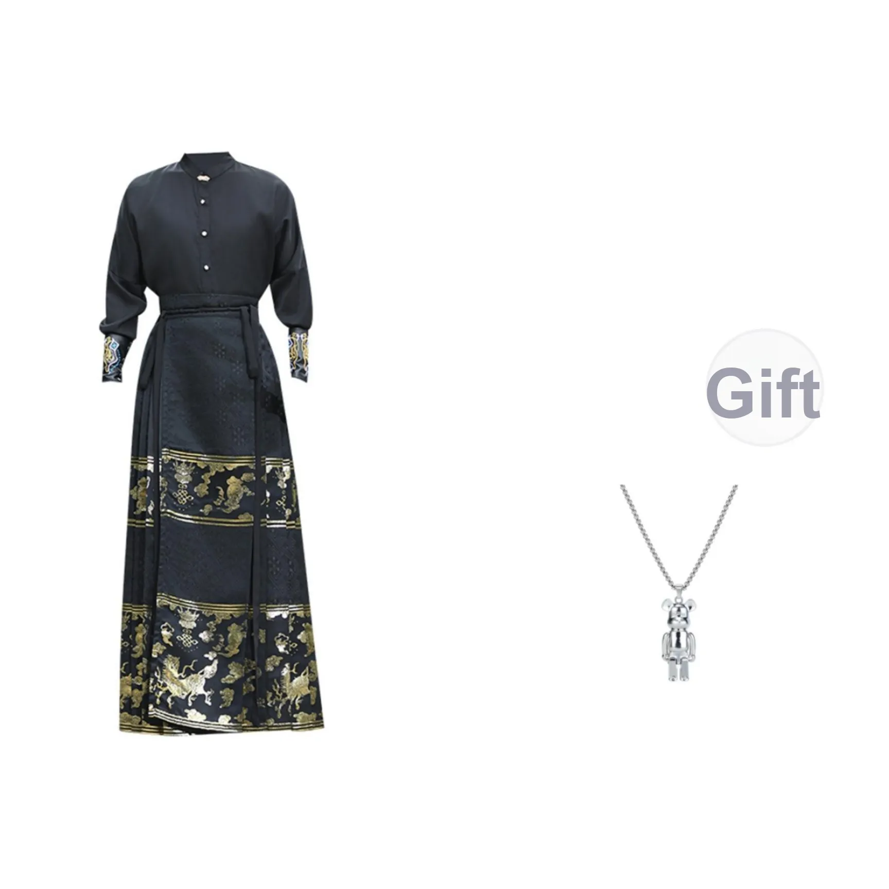 TUCANO Премиум черный Топ+Китайская юбка с узором "конское лицо" Мужские костюмы в стиле тан