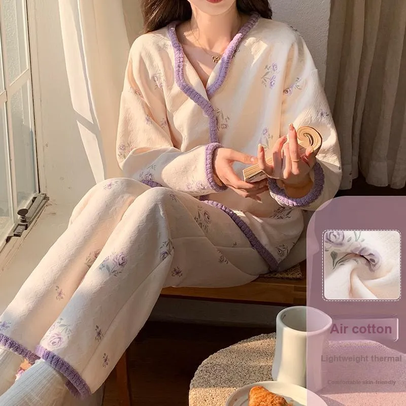 XIAFENYAN Pajama Set Women's Purple-4