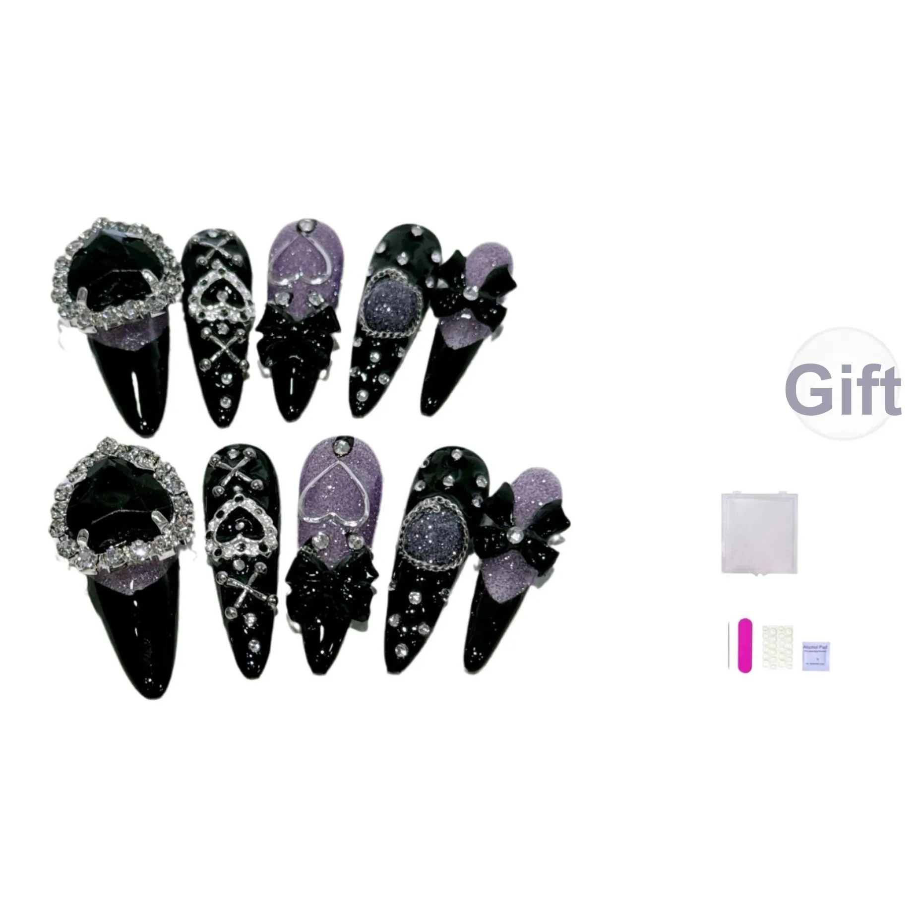 Future Maple Landmine Стиль Y2K Горячая девушка False Nail MID Длина Черный Smudge