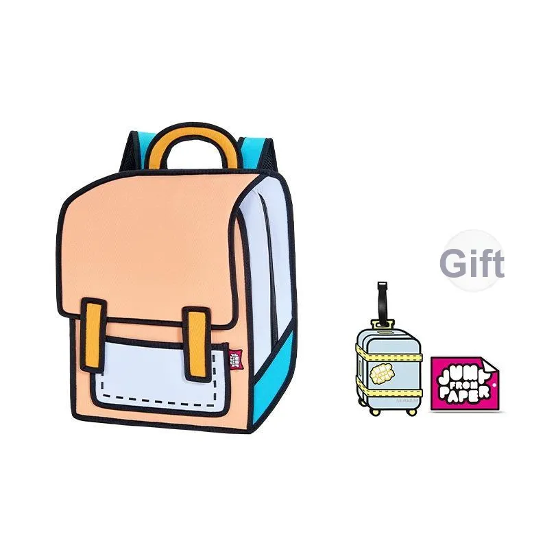 JumpFromPaper Polyester Comic Universe Backpack Large Size Unisex Cantaloupe Color