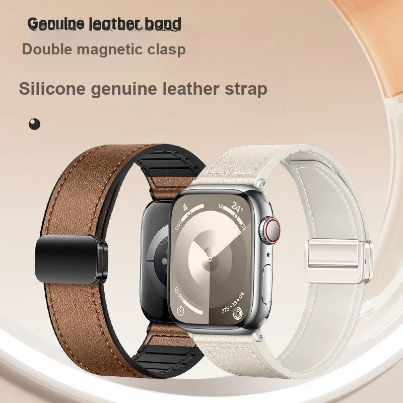 CHRROTA Watch Band Apple Compatibility Genuine Leather Material-1