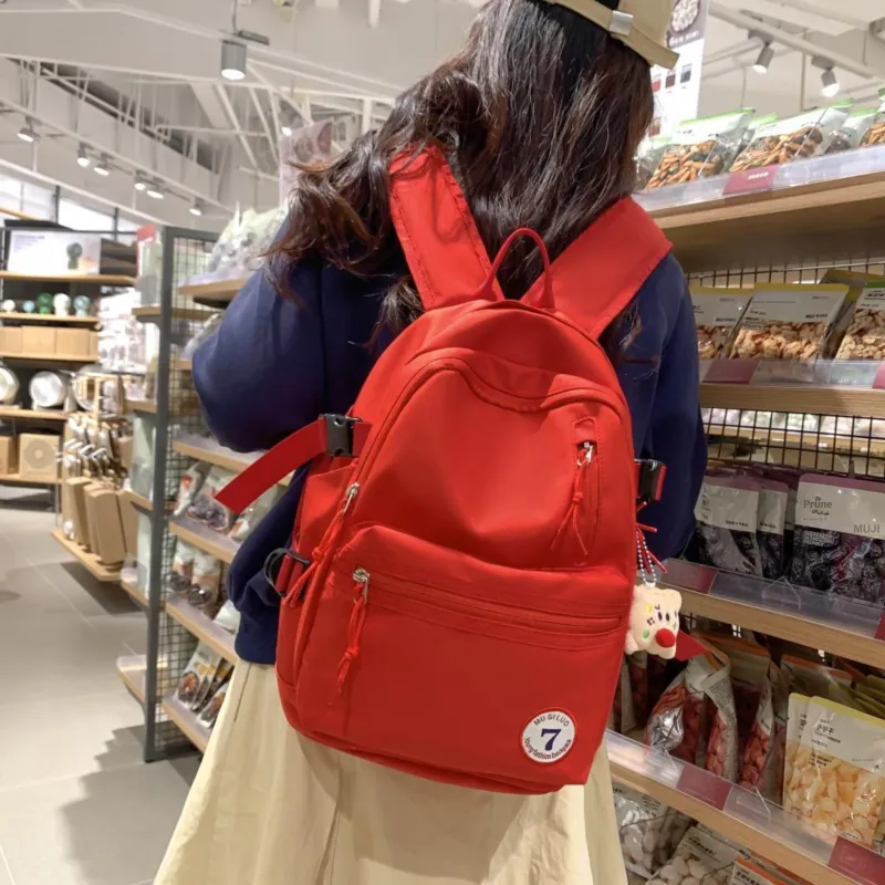 URBAN FOREST Nylon Backpack Unisex White/Black/Red/Pink/Brown-13