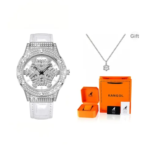 KANGOL Snowflake Кварцевый механизм Коровья кожа Ремешок Часы Женские часы С циферблатом Skeleton