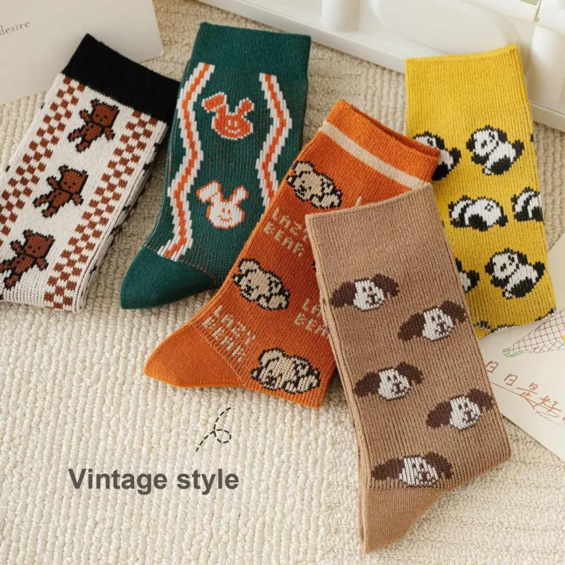 Caramella Mid Calf Socks Unisex 5 Pack Color Block-15