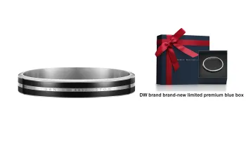 Daniel Wellington Obsidian Black With Contrasting DW Black Silver Closed End Bangle Unisex