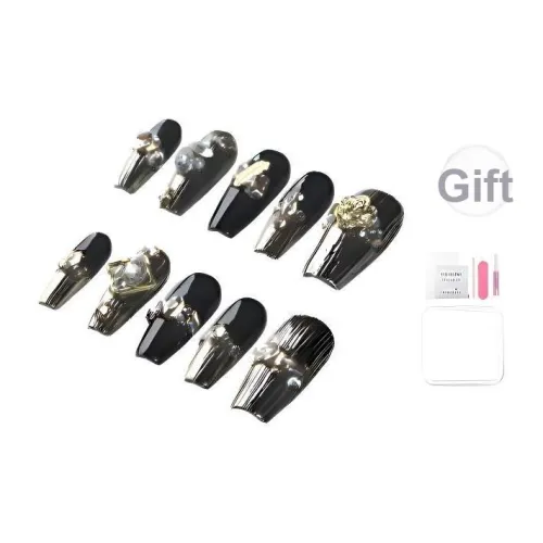 YEARNDIARY Готический Винтаж Металл Стиль False Nail Средний LADDER Черный Однотонный Китайский стиль