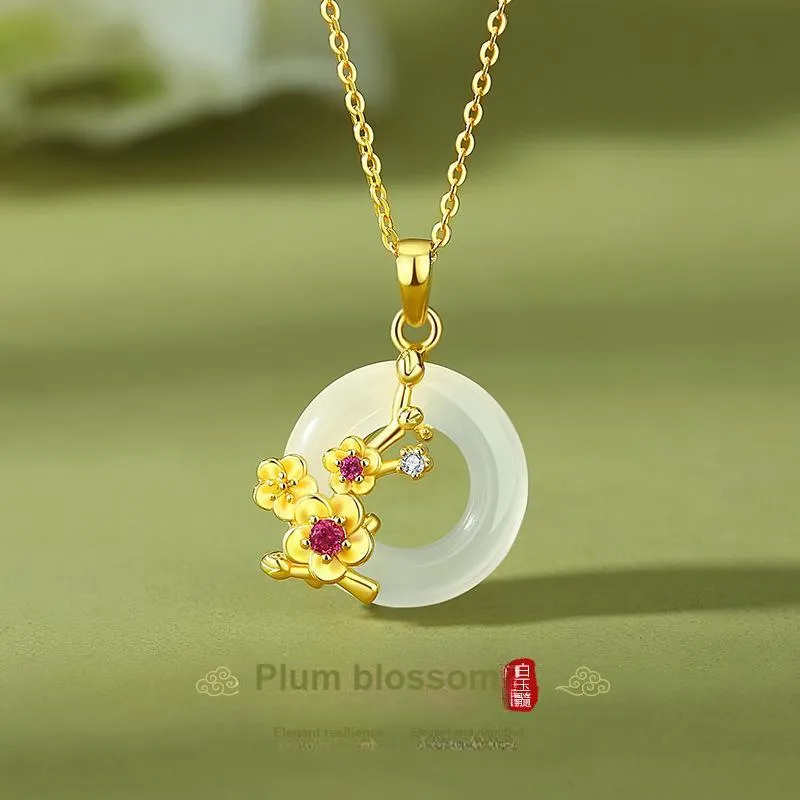 JINJI Natural Chalcedony Necklaces Women's-2