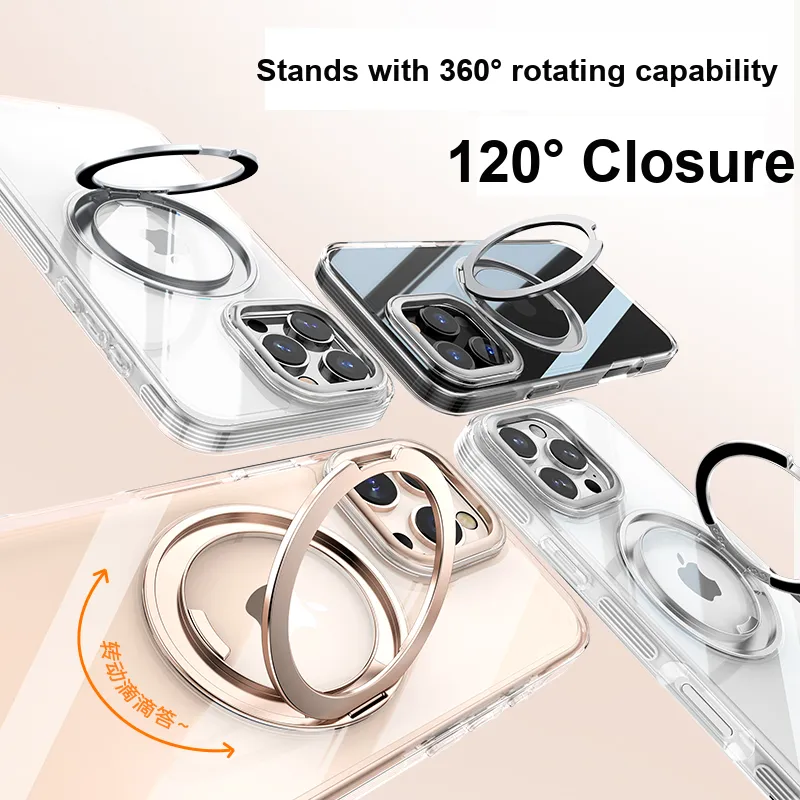 MOWEITU 360 Degree Rotating Stand Phone Cases Compatibility IPhone13ProMax/14/15 Solid Color-15