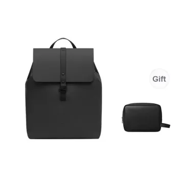 Gaston Luga Recycled Material Backpack Laptop Bag Regular Unisex Elegant Black/Light Taupe