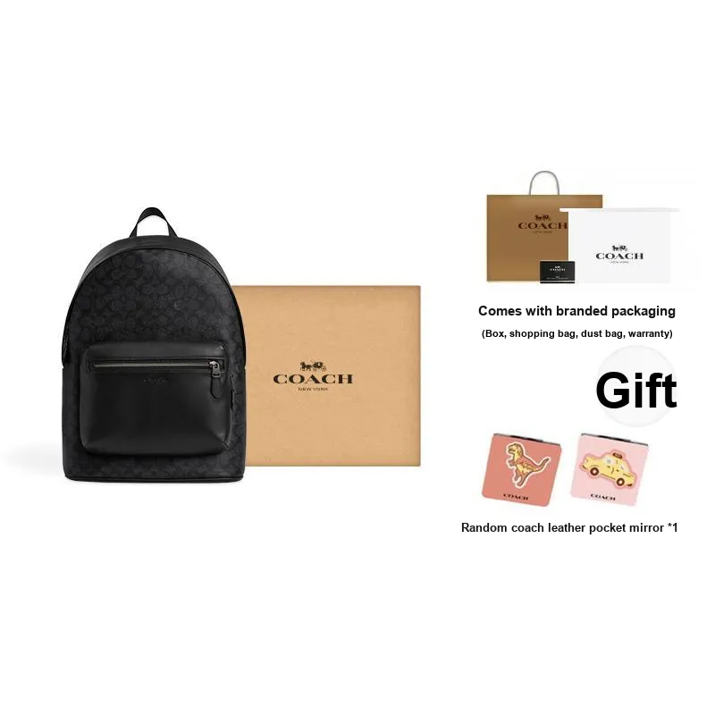 COACH Coated Canvas Backpack Tubas Unisex Charcoal-12