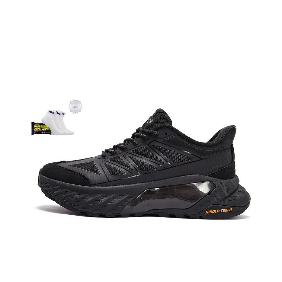 JNDO Отводящий влагу Дышащий Быстросохнущий Поддержка Низкий Верх Весенний Осенний Беговые кроссовки Унисекс Черный Вихрь