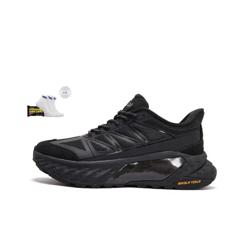 JNDO Отводящий влагу Дышащий Быстросохнущий Поддержка Низкий Верх Весенний Осенний Беговые кроссовки Унисекс Черный Вихрь